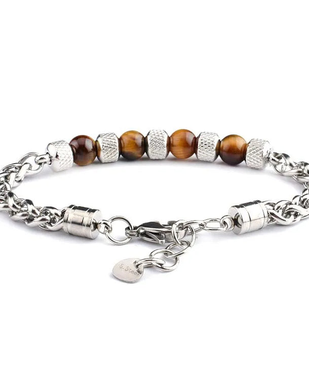 Pulsera de acero de titanio para hombre con diseño geométrico pulido - imagen 2