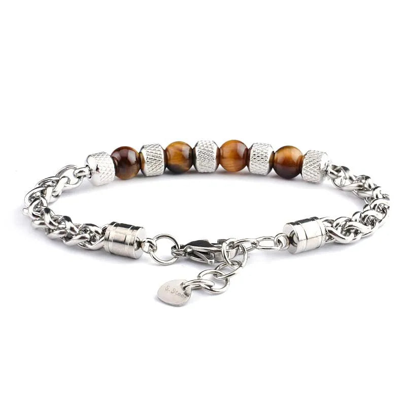 Pulsera de acero de titanio para hombre con diseño geométrico pulido - imagen 2