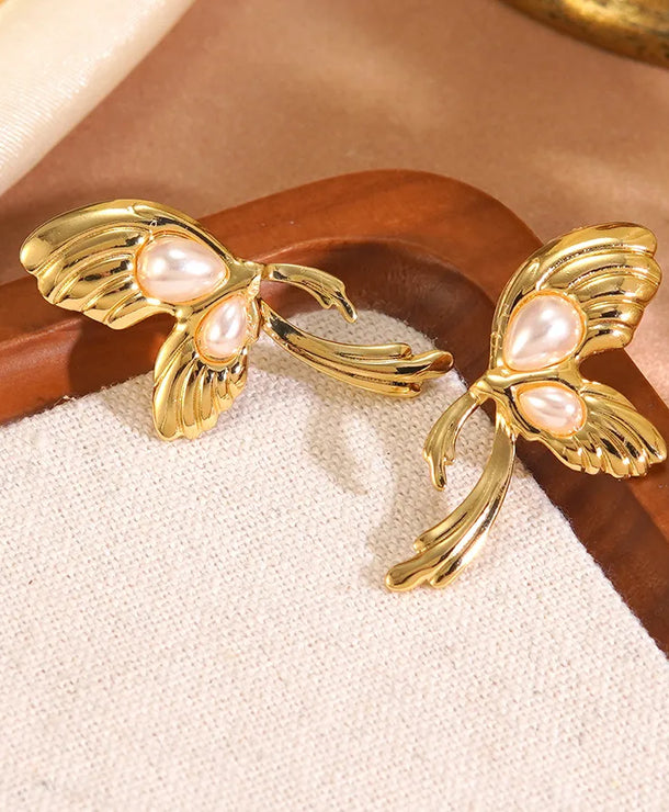 Aretes de acero inoxidable 304 con diseño de mariposa para mujer