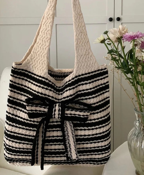 Bolso de hombro de poliéster con moño y tejido vintage para mujer - imagen 6