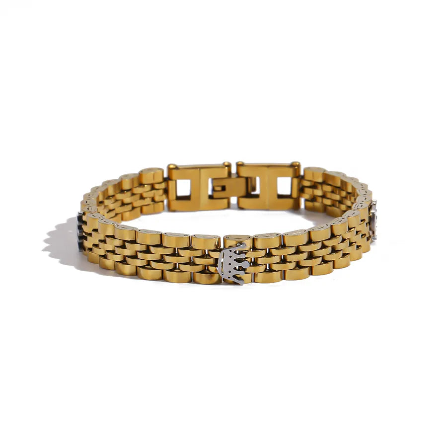 Brazalete de corona para hombre en acero 201 con cadena tipo reloj - imagen 11