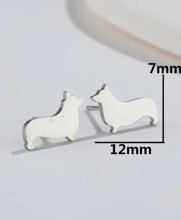 Aretes de botón de acero 304 con baño de oro 18K y diseño de animalitos - imagen 33