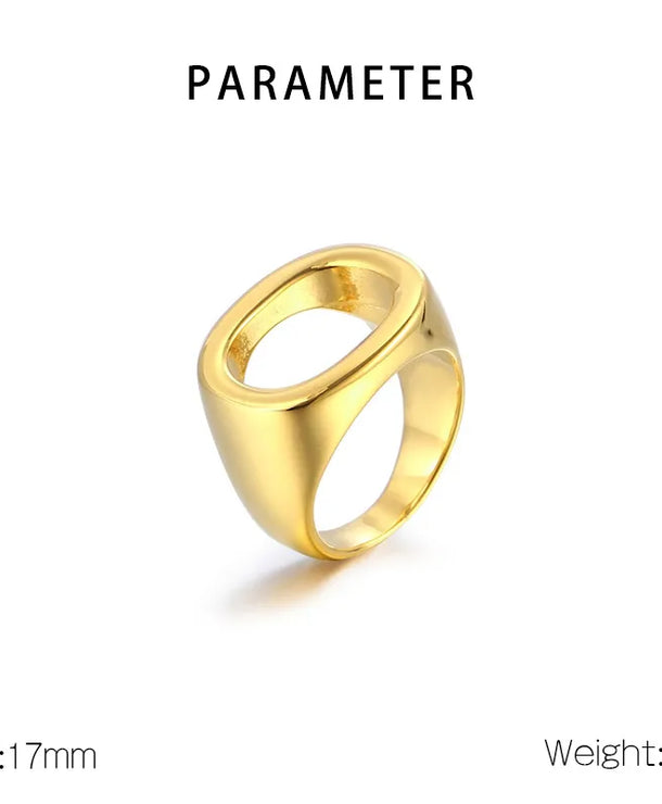 Anillo de acero 304 con baño de oro 18K y diseño geométrico calado - imagen 10