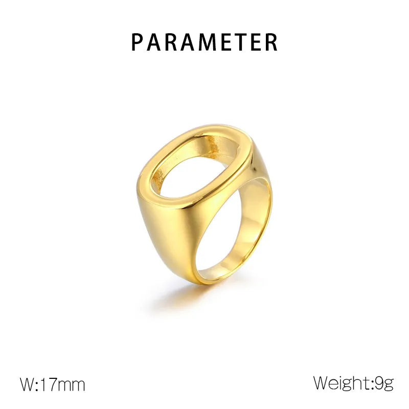 Anillo de acero 304 con baño de oro 18K y diseño geométrico calado - imagen 10