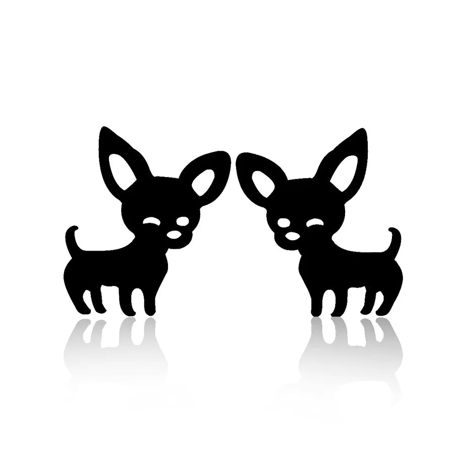 Aretes de botón de acero 304 con baño de oro 18K y diseño de perrito - imagen 6