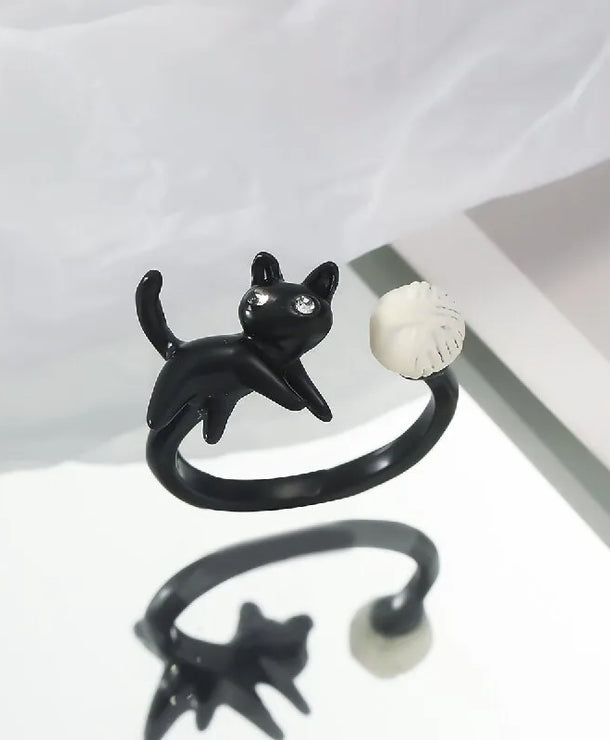 Anillo con diseño de gato con alas e incrustaciones tipo diamante - imagen 19