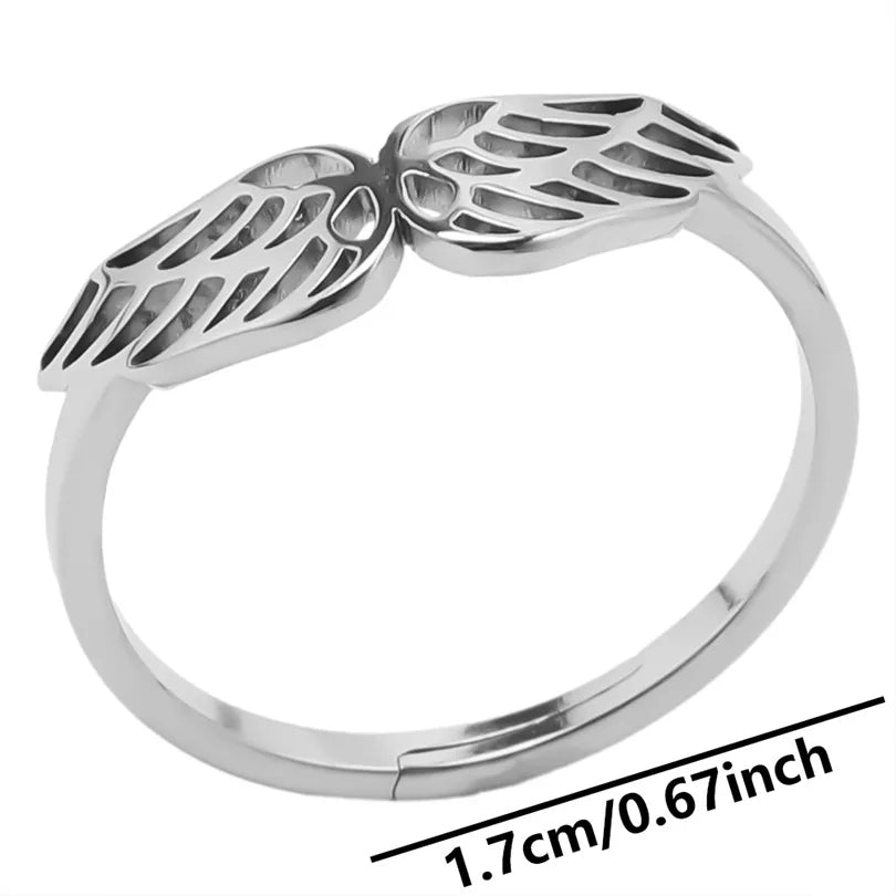 Anillo ajustable de acero 304 con baño de oro 18K y diseño de alas - imagen 6