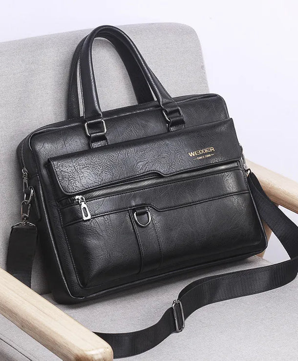 Bolso de mano de piel sintética para caballero, estilo business vintage - imagen 2