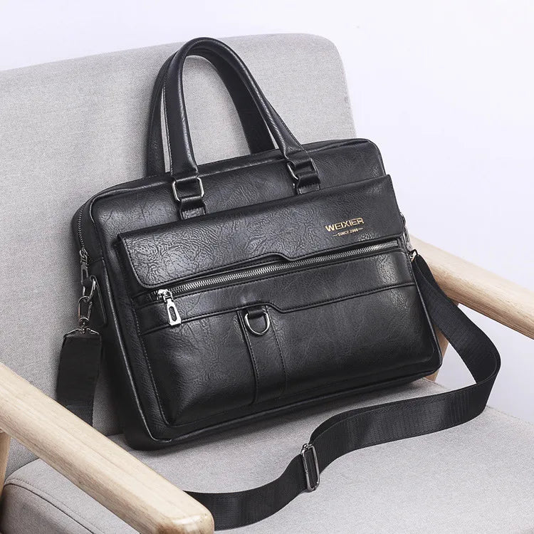 Bolso de mano de piel sintética para caballero, estilo business vintage - imagen 2