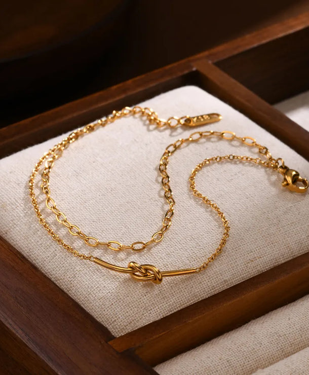 Pulsera con diseño de nudo en acero 201 y baño de oro 18K - imagen 5