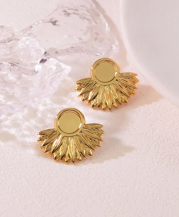 Aretes de botón de acero inoxidable 304 con diseño floral streetwear - imagen 16