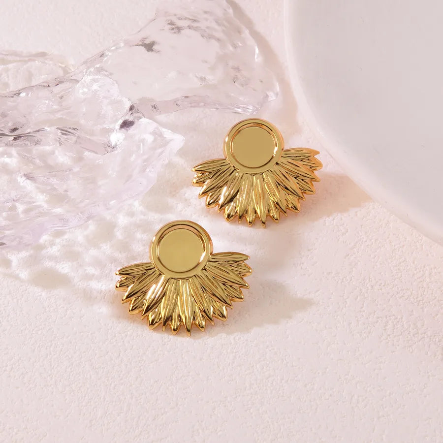Aretes de botón de acero inoxidable 304 con diseño floral streetwear - imagen 16