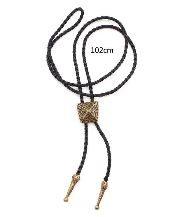Corbata bolo de aleación con cordón de piel y dijes de estrella y calavera - imagen 9
