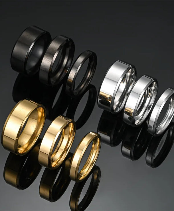 Anillos de acero inoxidable 304 con diseño geométrico, estilo punk