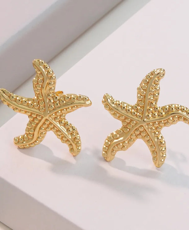 Aretes de botón de acero 304 con diseño de estrella de mar y concha - imagen 11