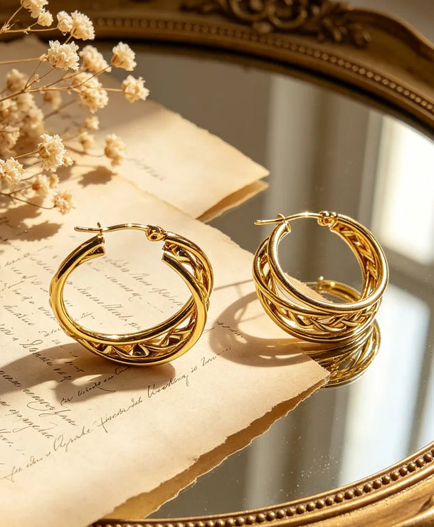 Aretes de acero inoxidable 304 con diseño en forma de C para mujer