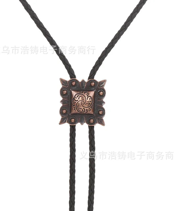 Corbata bolo de aleación con cordón de piel y dijes de estrella y calavera - imagen 30