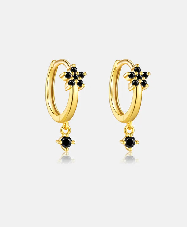 Aretes de plata esterlina 925 con baño de oro 18K y circonias geométricas - imagen 12