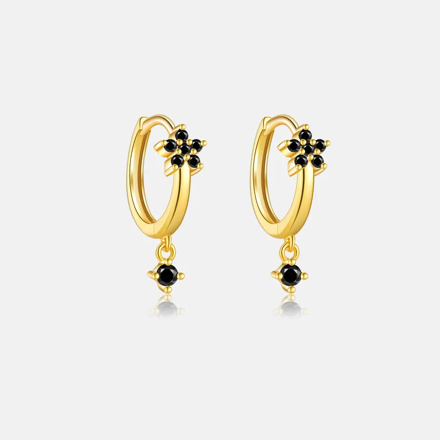 Aretes de plata esterlina 925 con baño de oro 18K y circonias geométricas - imagen 12