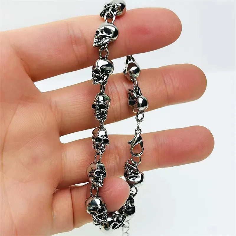 Pulsera de aleación con diseño geométrico de calavera, estilo hip-hop - imagen 4