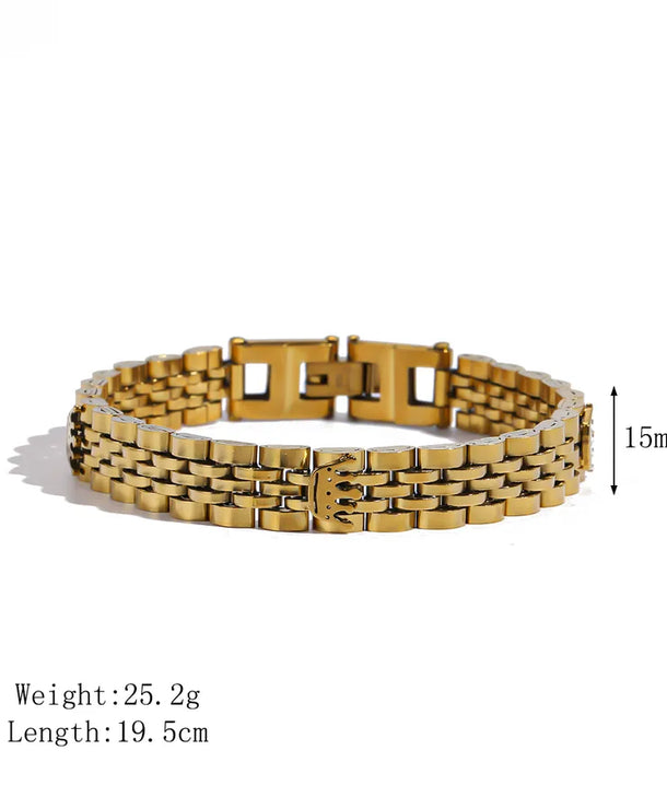 Brazalete de corona para hombre en acero 201 con cadena tipo reloj - imagen 8