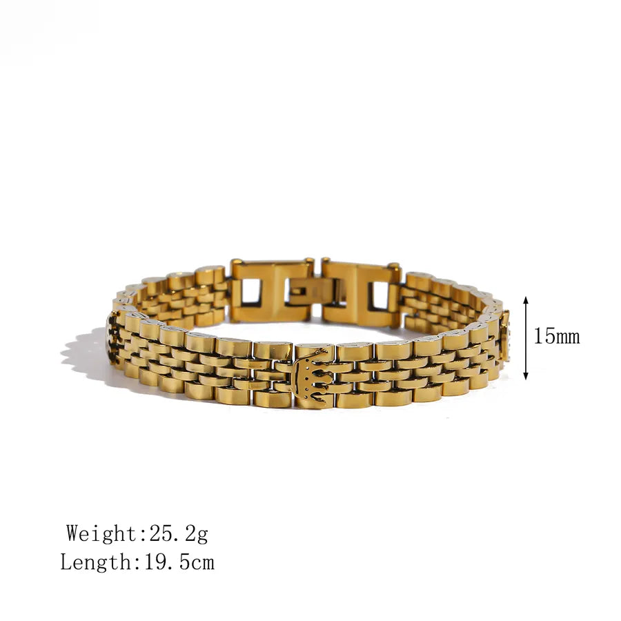 Brazalete de corona para hombre en acero 201 con cadena tipo reloj - imagen 8