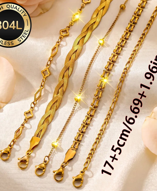 Pulsera de acero inoxidable 304 con diseño geométrico para mujer - imagen 4