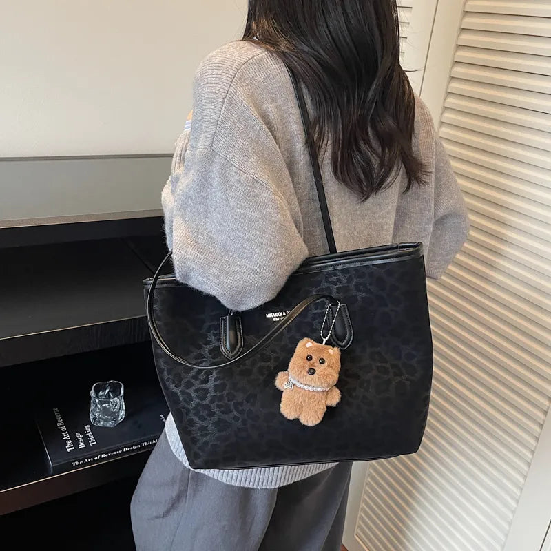 Bolso tote de piel sintética con estampado de leopardo y gran capacidad - imagen 2