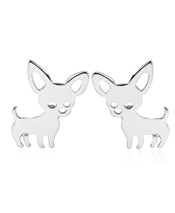 Aretes de botón de acero 304 con baño de oro 18K y diseño de perrito - imagen 8