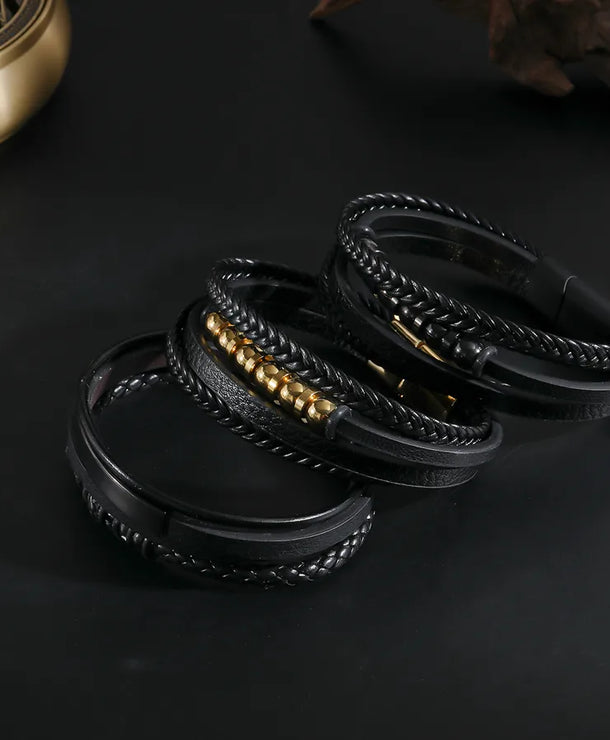 Brazalete geométrico para hombre en acero 201 con baño dorado - imagen 2