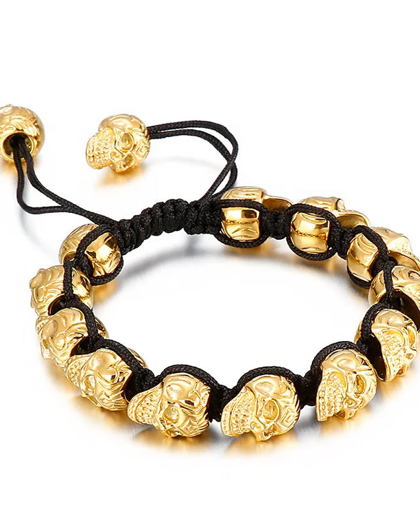 Pulsera de acero de titanio con dije de calavera, estilo retro - imagen 6