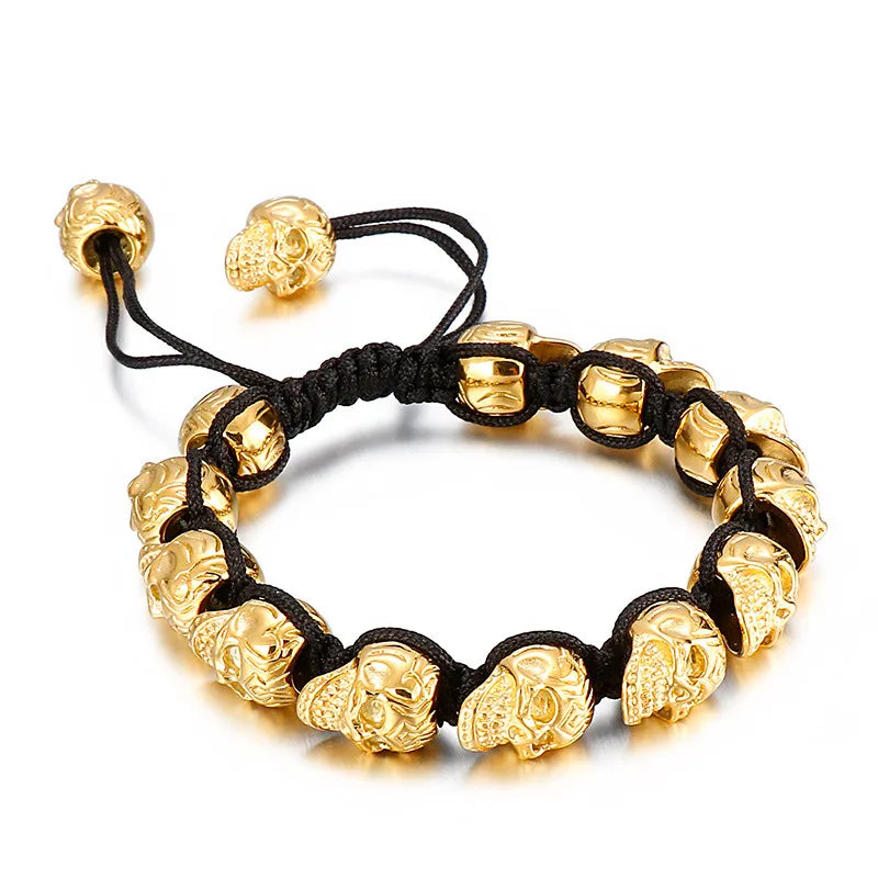 Pulsera de acero de titanio con dije de calavera, estilo retro - imagen 6